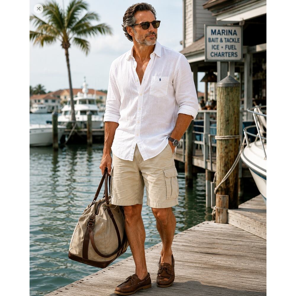 Polo Ralph Lauren Cargo Shorts Mens 42‎ Khaki Beige Utility Hiking Cotton
